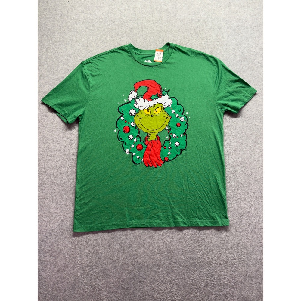 Dr. Seuss The Grinch Who Stole Christmas Green Graphic T-Shirt Mens 2XL XXL